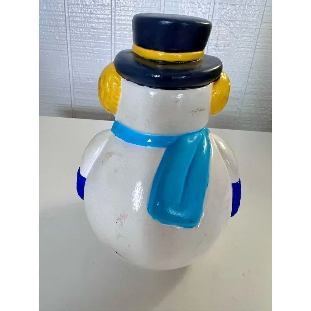 Vintage Ceramic Mold Snowman W Hat & Pipe Christmas Hand Painted